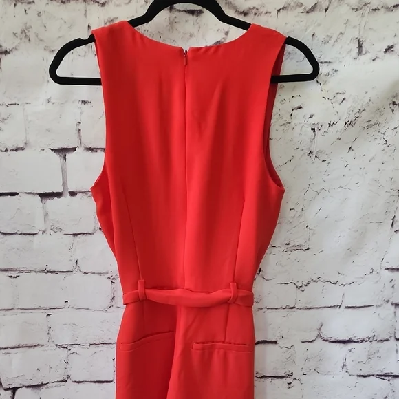 Banana Republic Red Sleeveless V-Neck Jumpsuit Size 4 Elegant Vibrant Long EUC - Picture 5 of 8